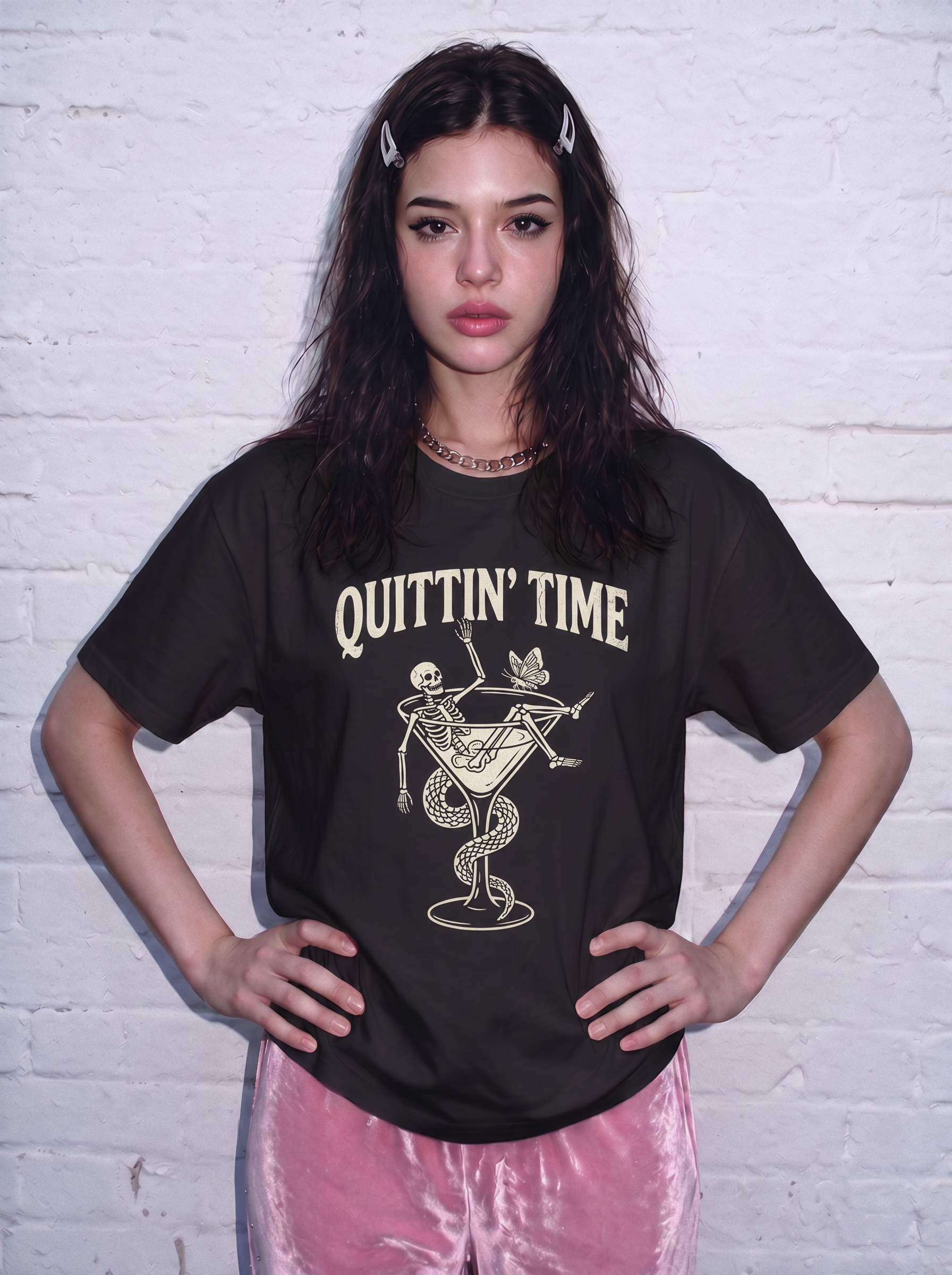 Quittin Time Skeleton Unisex Graphic Tee