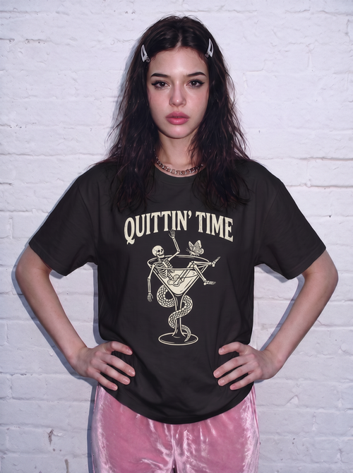 Quittin Time Skeleton Unisex Graphic Tee