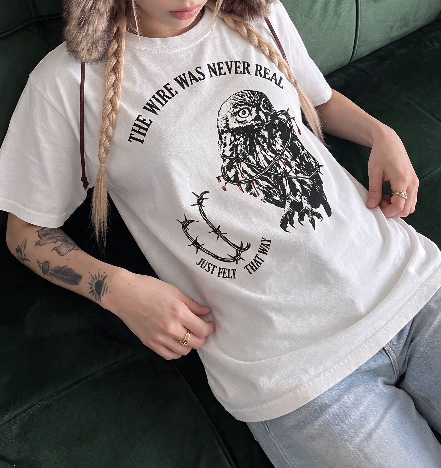 Owl Barbed in Wire Unisex Tee